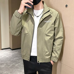 春秋季2026新款立领夹克男士潮流休闲百搭高级感工装短款风衣外套