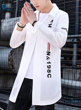 防晒衣男士中长款风衣潮流夏季薄款透气痞帅气冰丝长袖衬衣服外套