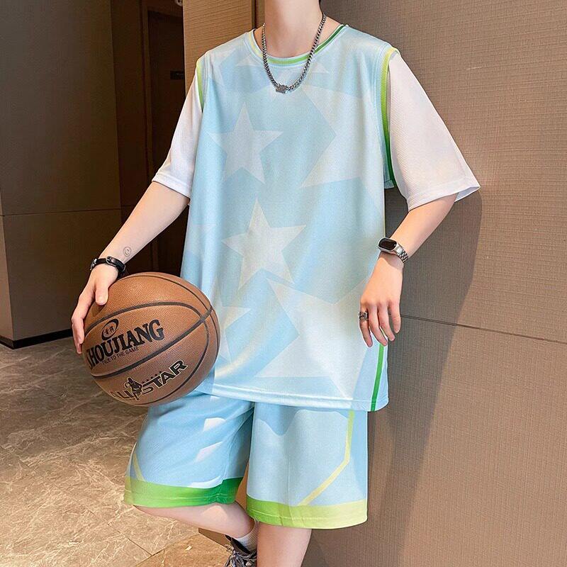 篮球服套装青少年大童夏装冰丝短袖t恤男孩初中高中学生速干球衣