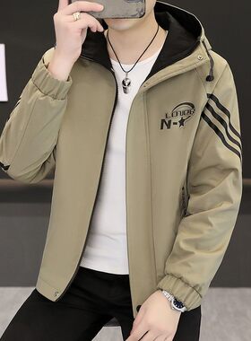 工装外套男款春秋季新款潮流韩版百搭夹克潮牌青少年高中学生褂子