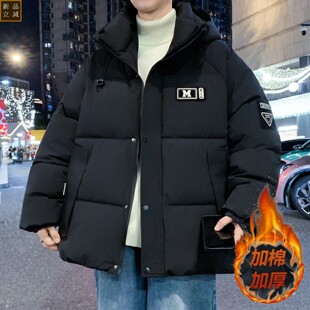 品质棉衣男冬季青少年新款加厚潮流帅气连帽棉服高中学生保暖棉袄