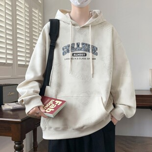 秋冬季加绒卫衣男生新款青少年学院风袋鼠兜长袖T恤帅气加厚外套