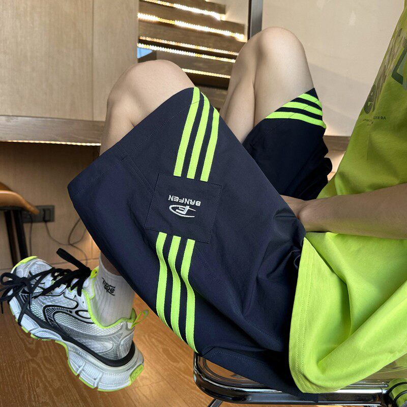 学生宽松外穿中裤大童运动五分裤子青少年夏季薄款短裤男孩初中生