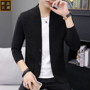 品质针织开衫男春款2026春秋季新款韩版潮流修身毛线衣外套纽扣毛