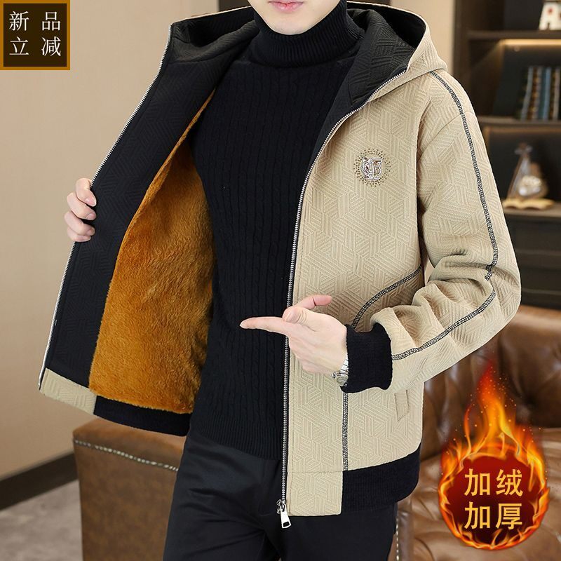 品质外套男加绒加厚秋冬款青年2025新款潮流男士夹克痞帅宽松男生