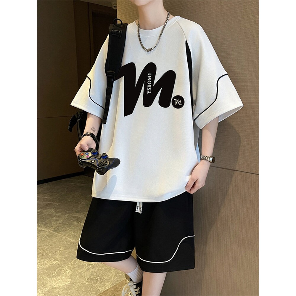 青少年短袖t恤运动套装男高中初中学生冰丝大童夏装帅气一套衣服