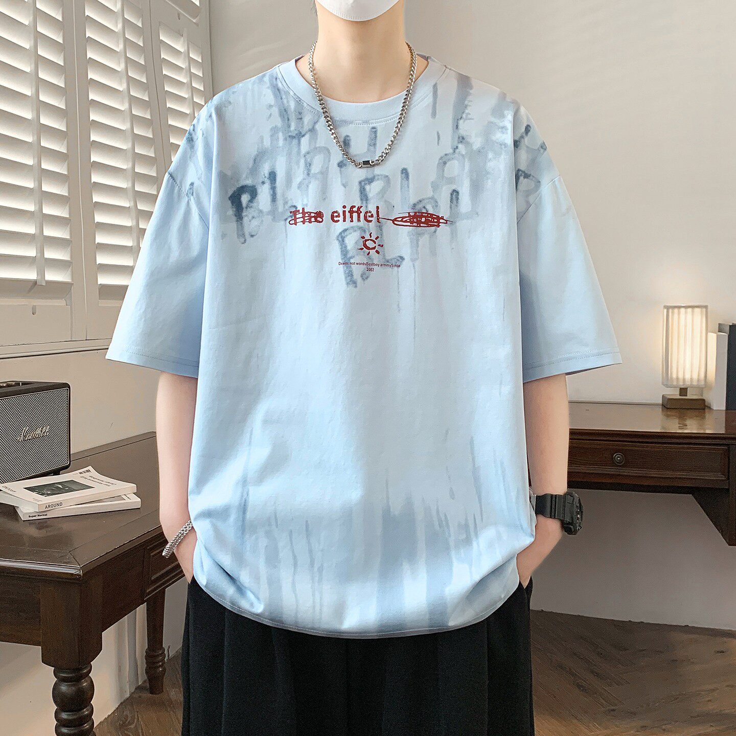 学生潮牌宽松半袖大童夏装体恤衫上衣青少年短袖t恤男孩初中高中