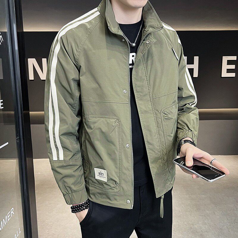 春秋款男士外套潮流百搭男装2026新款工装二棉上衣服飞行员夹克男