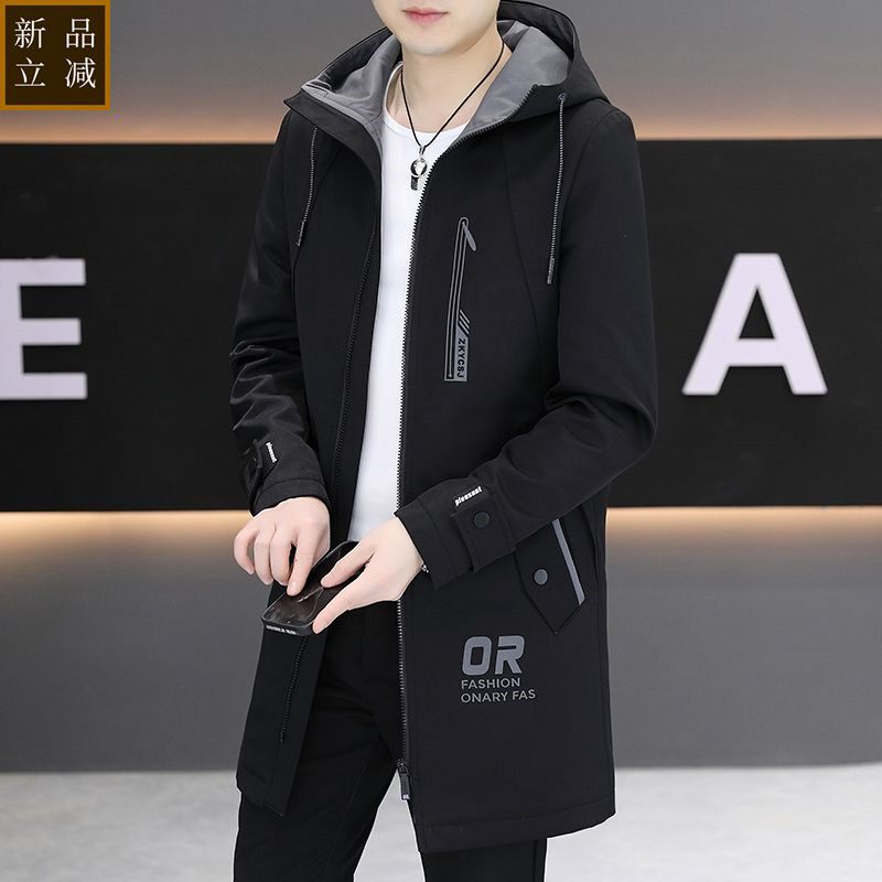 品质风衣男中长款帅气连帽2024春秋新款外套时尚休闲男士披风韩版