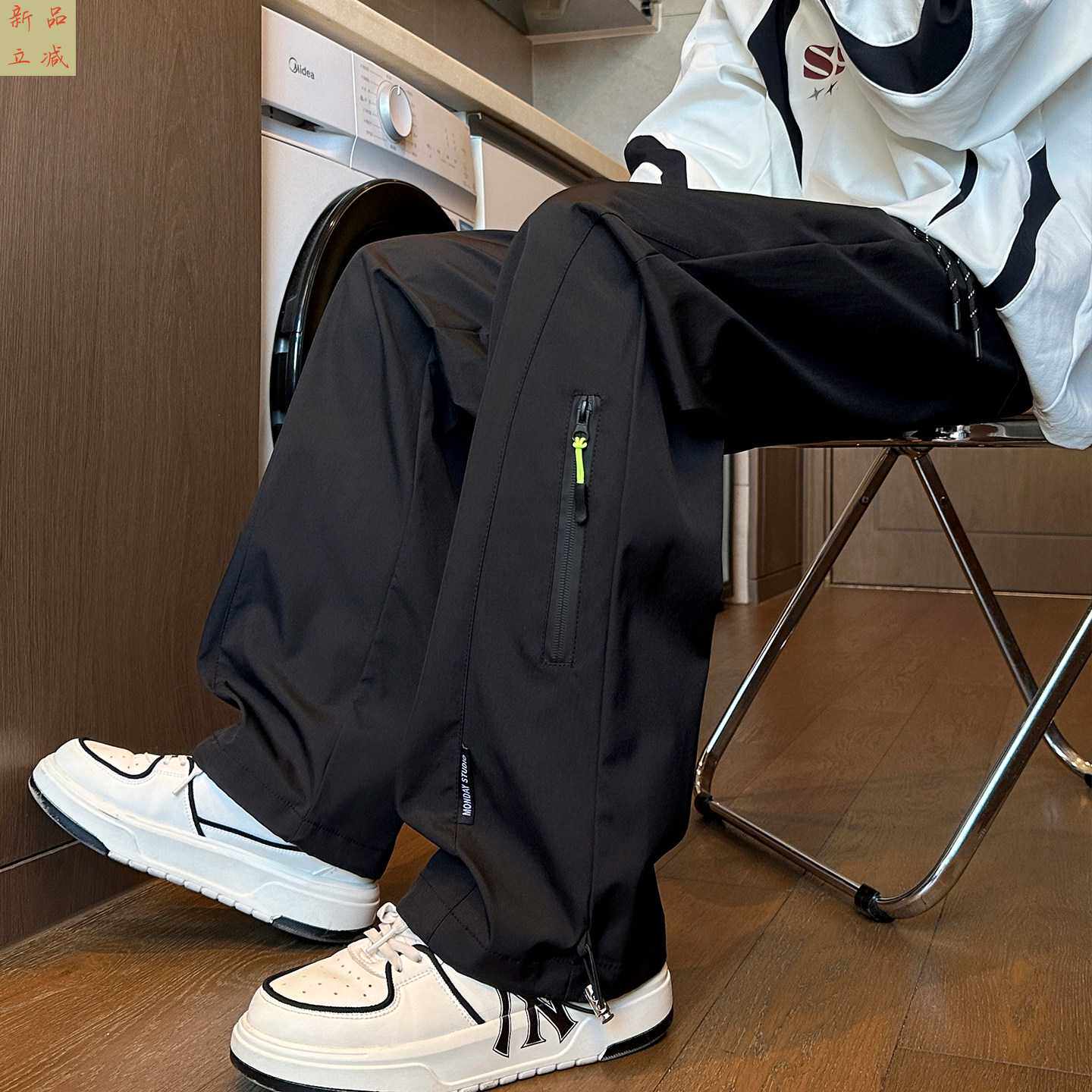 运动登山冲锋裤男士2026新款春秋季宽松直筒阔腿裤长裤子美式休闲
