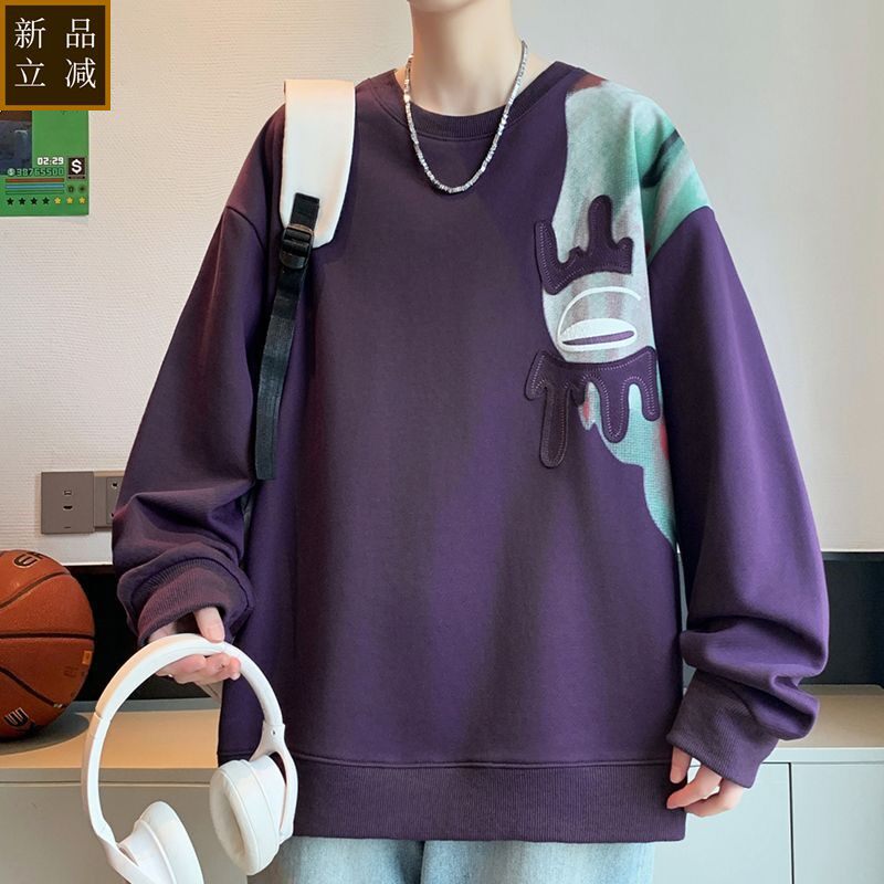 品质2026春秋季新款圆领卫衣男时尚潮牌上衣青少年学生长袖t恤打