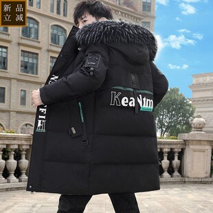 品质冬季棉衣男中长款棉服外套连帽羽绒棉服青少年宽松潮流棉袄棉