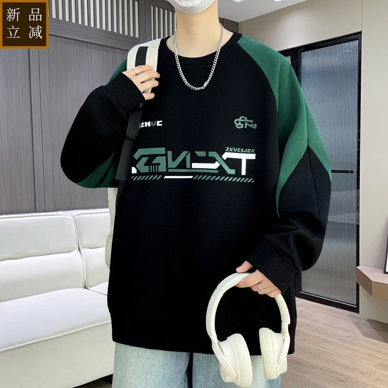 品质设计青少年复古卫衣重磅圆领学生美式春秋长袖宽松潮牌上衣外