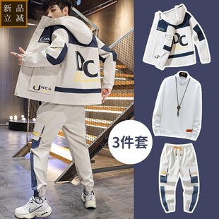 男士夹克套装春秋季ins潮牌休闲运动一套搭配痞帅气工装外套衣服