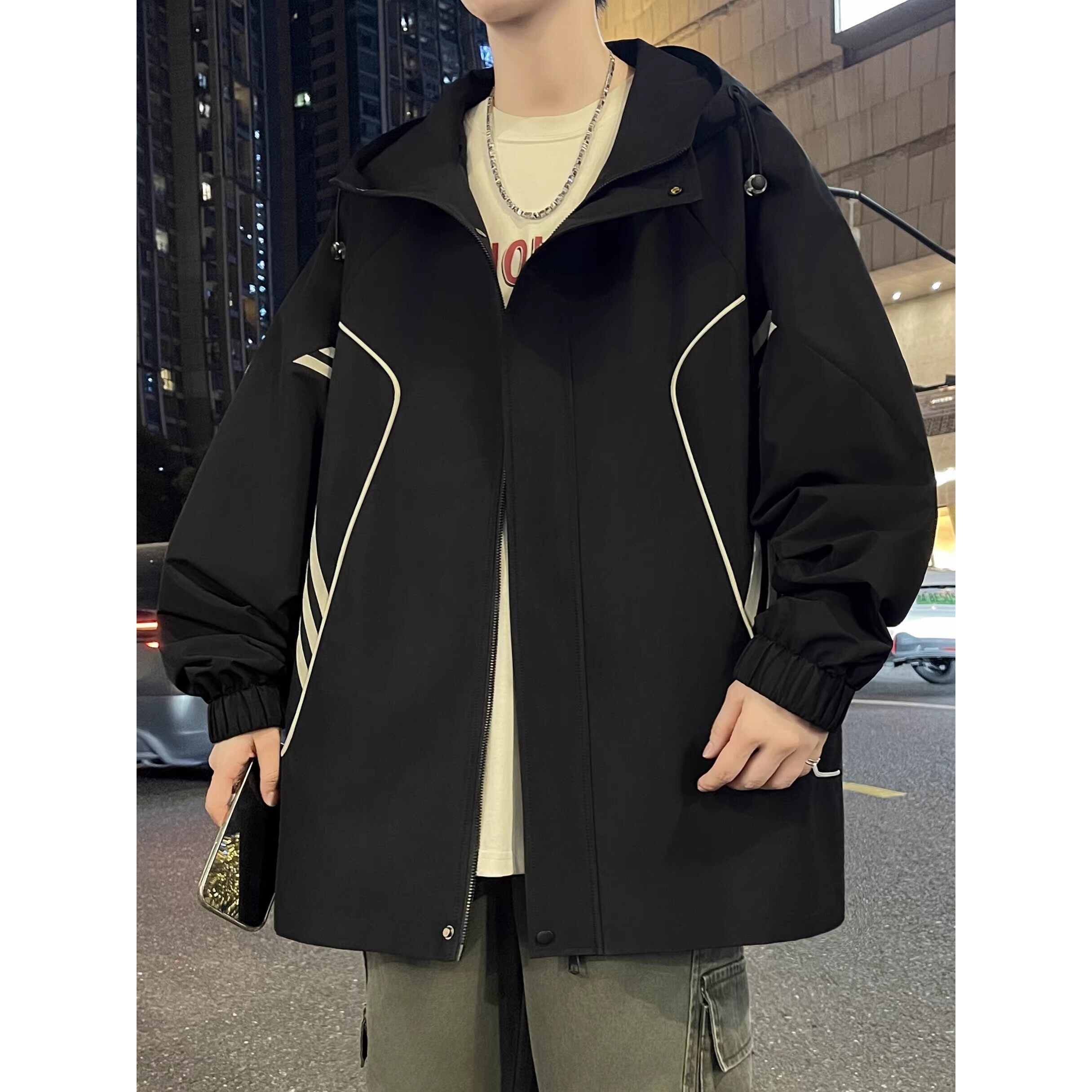 2026春季新款外套男生宽松潮牌冲锋衣青少年初中高中学生薄款夹克