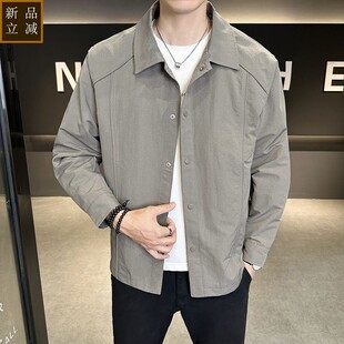 品质爆款衬衫夹克春秋季时尚潮流百搭外套男士帅气翻领休闲男装褂