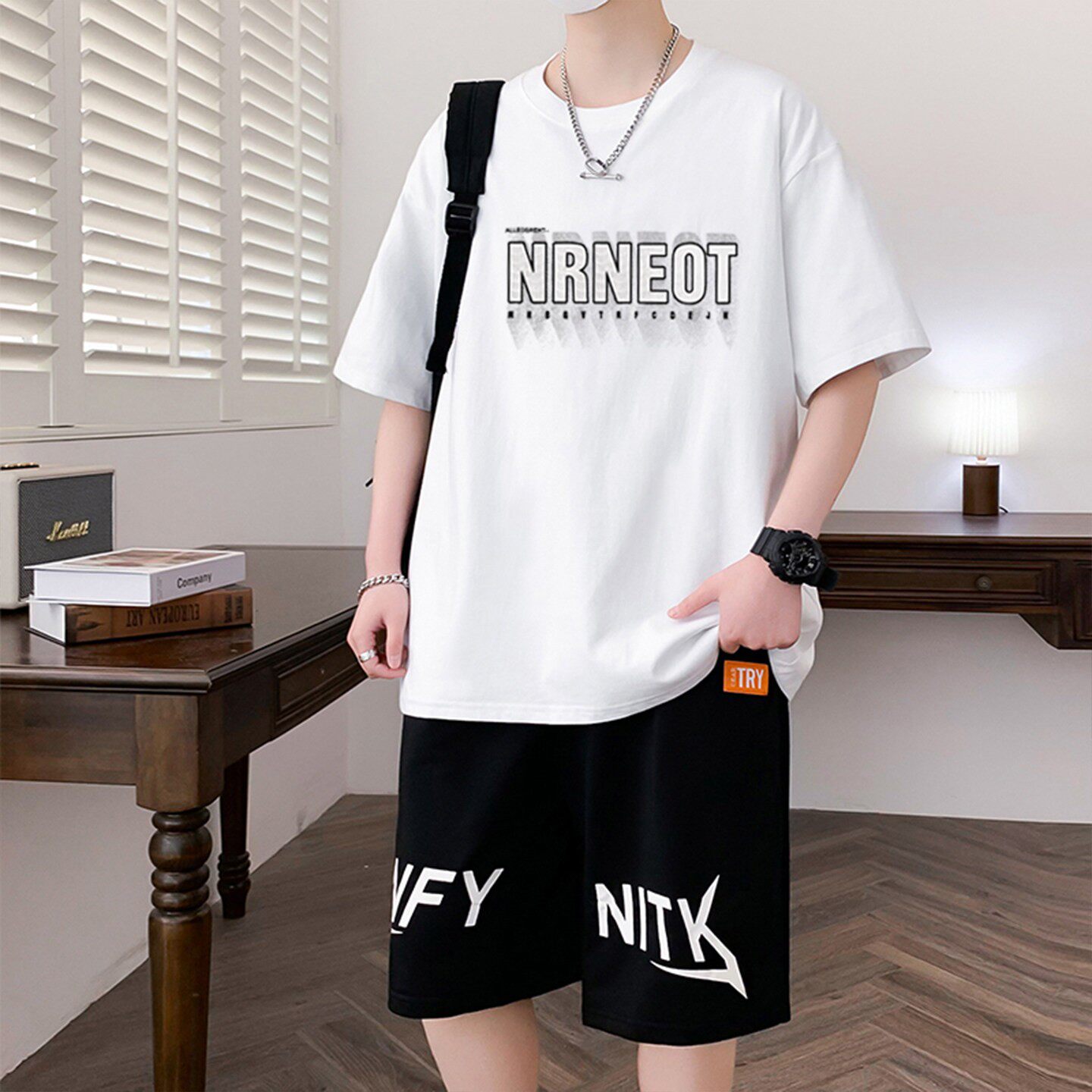 2026新款初高中学生帅气衣服大童夏装套装青少年纯棉短袖t恤男孩