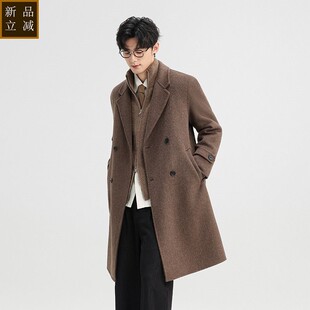品质男士中长款羊毛呢子外套翻领修身韩版商务休闲男装风衣毛呢大