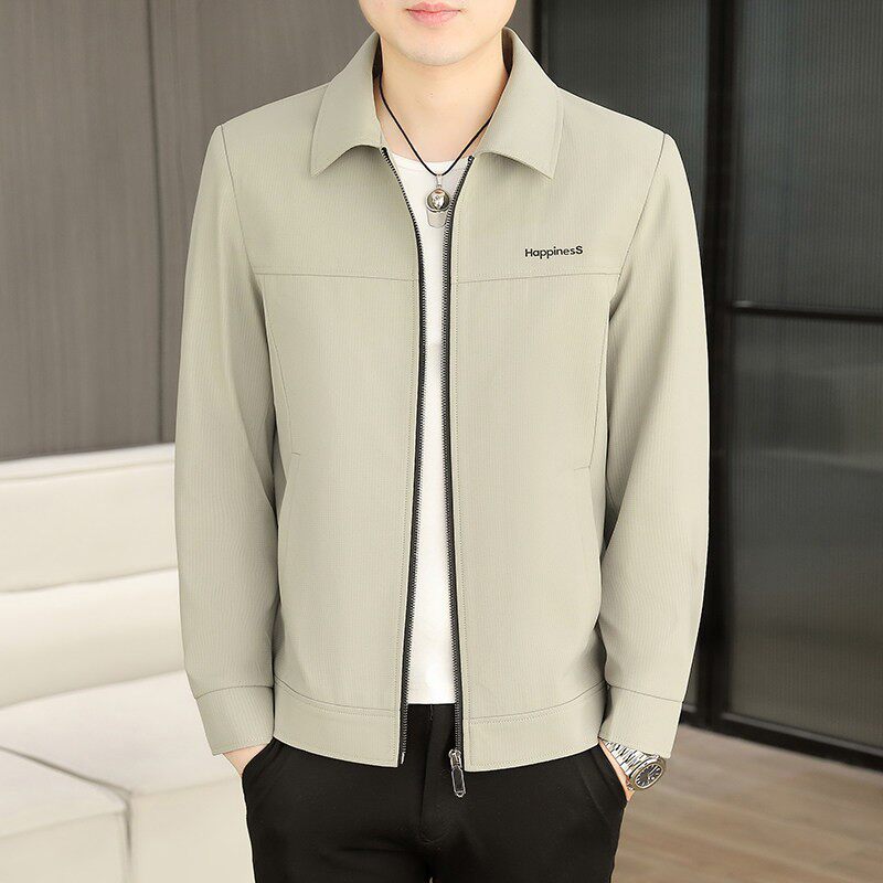 高档翻领夹克外套男款2026新款春秋装中青年行政休闲商务流行上衣