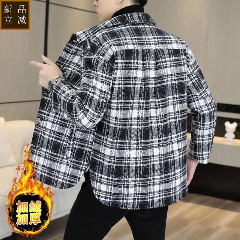 品质2025秋冬季新款男生毛呢外套短款宽松夹克阔版轻熟风冬装加厚