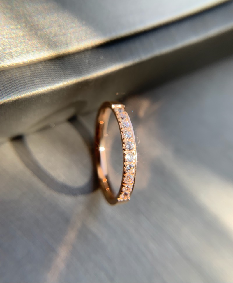 不变色白金莫桑石德国结婚戒指