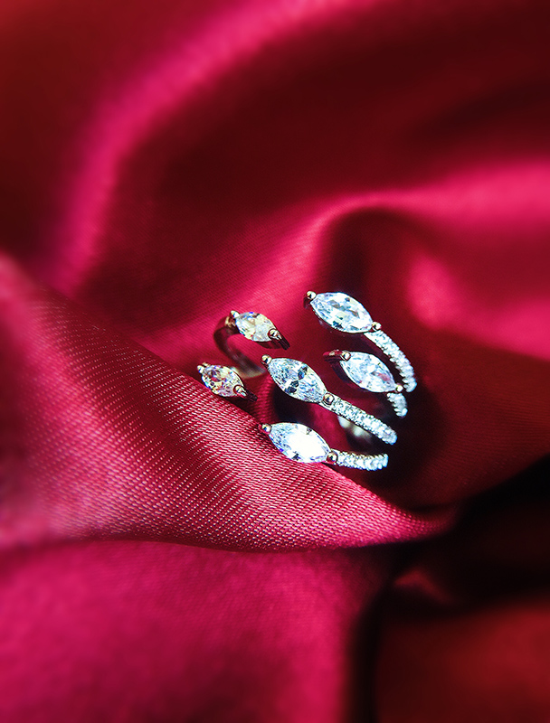 9k金开口时尚戒指莫桑钻石