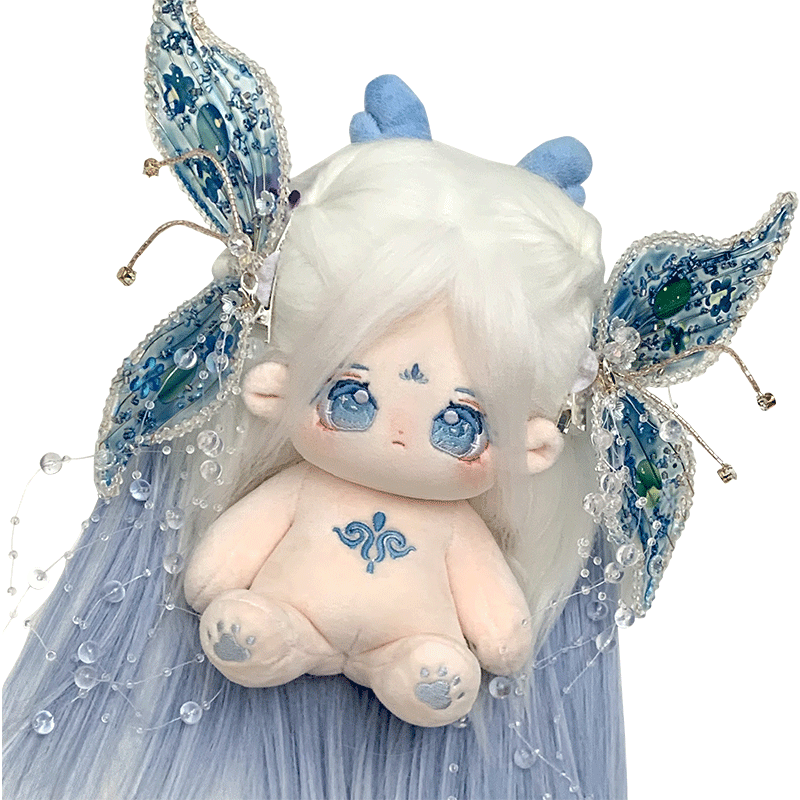 泠珑棉花娃娃女正版20cm毛绒公仔女换装玩偶有骨长发裸娃生日礼物