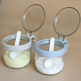 振兴玻璃调味瓶厨房盐罐带勺调料盒装糖味精佐料瓶单个玻璃瓶罐子