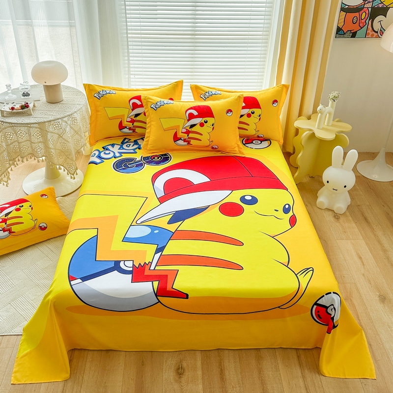 儿童床单被单三件套皮卡丘枕套
