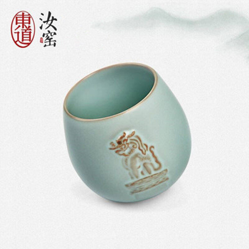 恒福东道汝窑盛世杯限量可养泡茶杯功夫茶具冰裂主人杯陶瓷个人杯