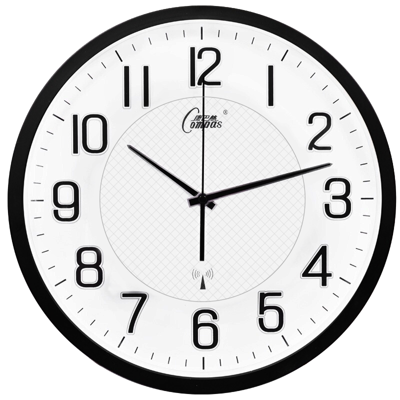 康巴丝简约圆形自动对时电波钟