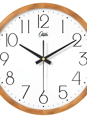 康巴丝日式钟表实木质挂钟客厅简约卧室餐厅石英钟静音创意