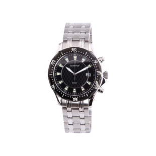 康巴丝电波手表精钢表带夜光男士 表商务腕表电波表自动对时4032G