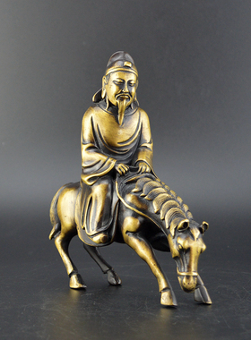 黄铜李白骑马客厅仿古风家居装饰