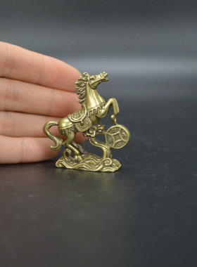 手把件古玩动物实心黄铜