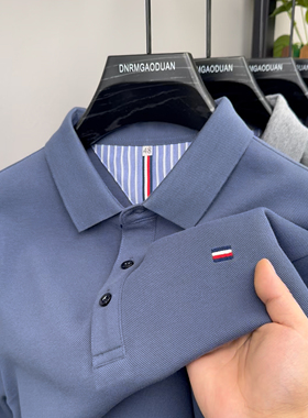 啄木鸟100%纯棉男士短袖t袖新款polo衫高端刺绣翻领休闲半袖上衣