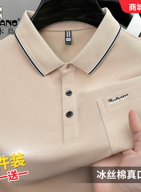 啄木鸟男士polo衫新款口袋刺绣短袖T恤夏季宽松休闲翻领半袖上衣