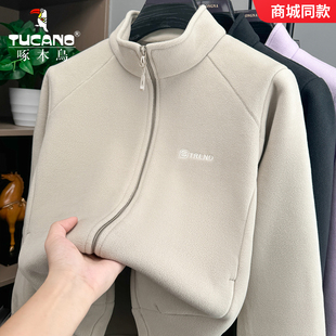 啄木鸟摇粒绒外套刺绣休闲男士 女士拉链抓绒衣1802 卫衣夹克春秋季