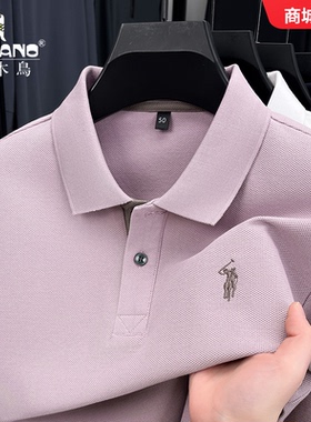 啄木鸟长袖T恤秋季新款纯棉透气刺绣男士Polo衫商务休闲中年男装