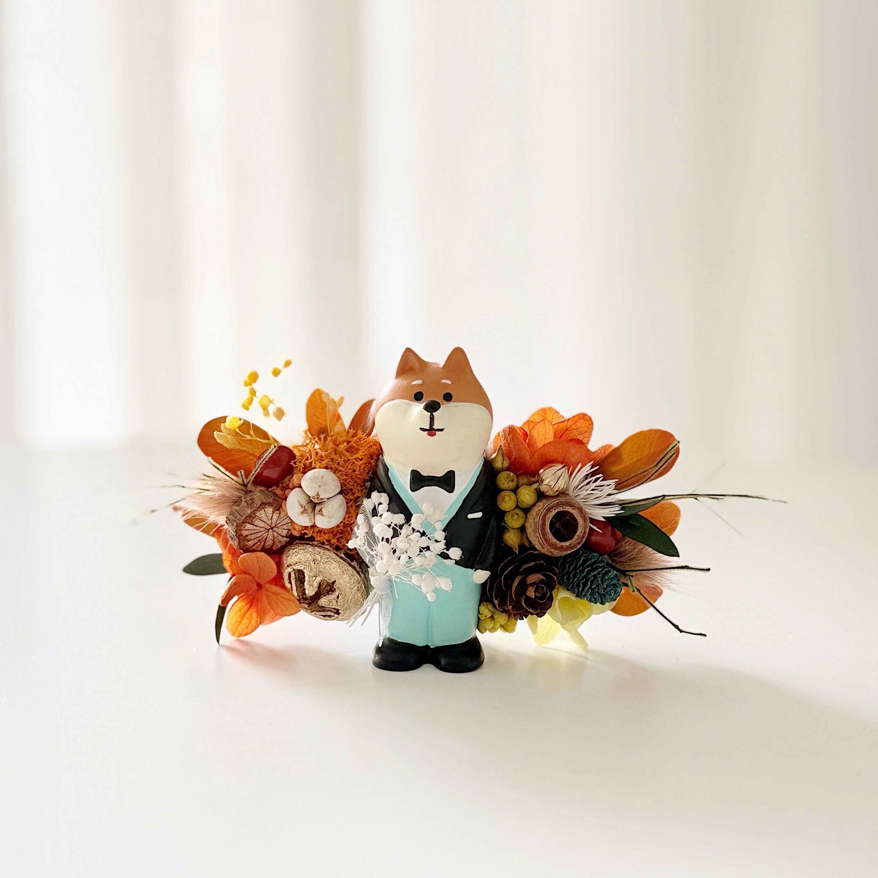 想象STUDIO柴犬胸花 新郎新娘结婚胸花 柴犬永生花胸针卡通手腕花