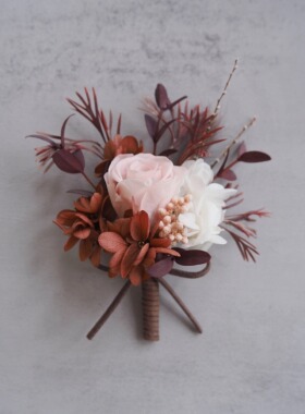 复古婚礼新郎胸花高级新娘伴娘手腕花永生花玫瑰小众婚礼伴郎襟花