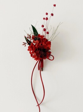 想象STUDIO复古红色新郎新娘结婚胸花永生花父母襟花秀禾服胸针