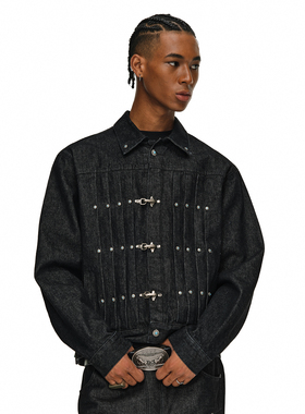 ANTIDOTE美式飞机扣工装原牛夹克秋冬加厚棉服男短款夹棉牛仔外套