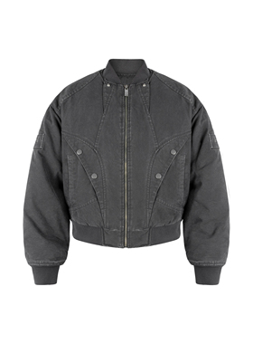 ANTIDOTE解构分割帆布洗水bomber夹克男冬季夹棉飞行外套加厚棉服