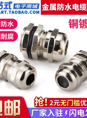 金属防水电缆接头铜镀镍密封锁紧葛格兰头配电箱电源线固定PG7M12