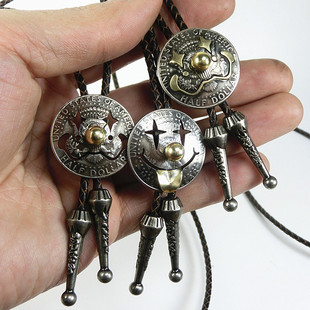 好成交吧原创50美分硬币手工切割小丑波洛领带扣美式复古咔叽休闲