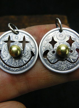 小丑鬼脸吊坠双凤银币手工项坠