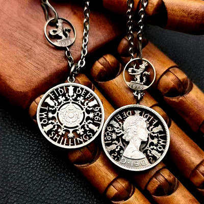 好成交吧英国2先令硬币吊坠项链