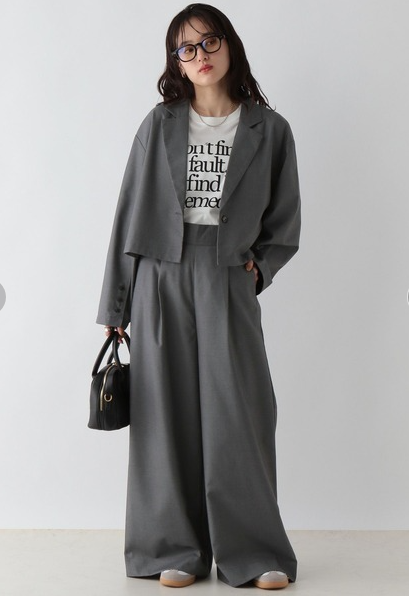 日单西装外套女韩版高腰短款宽松港风高级JK小西服套装