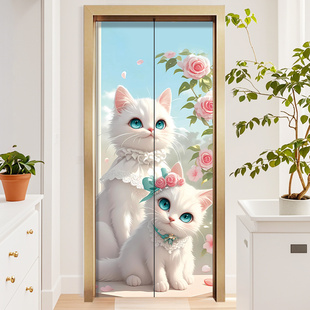 电梯门贴纸高级感可爱猫咪装饰自粘一梯一户水电井衣柜入户门贴画